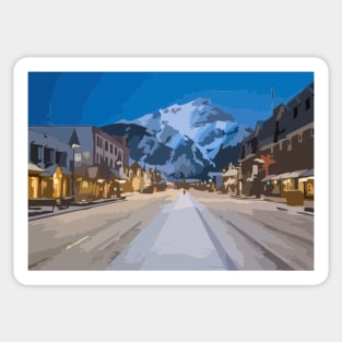 Banff Night Scene Painting Sticker